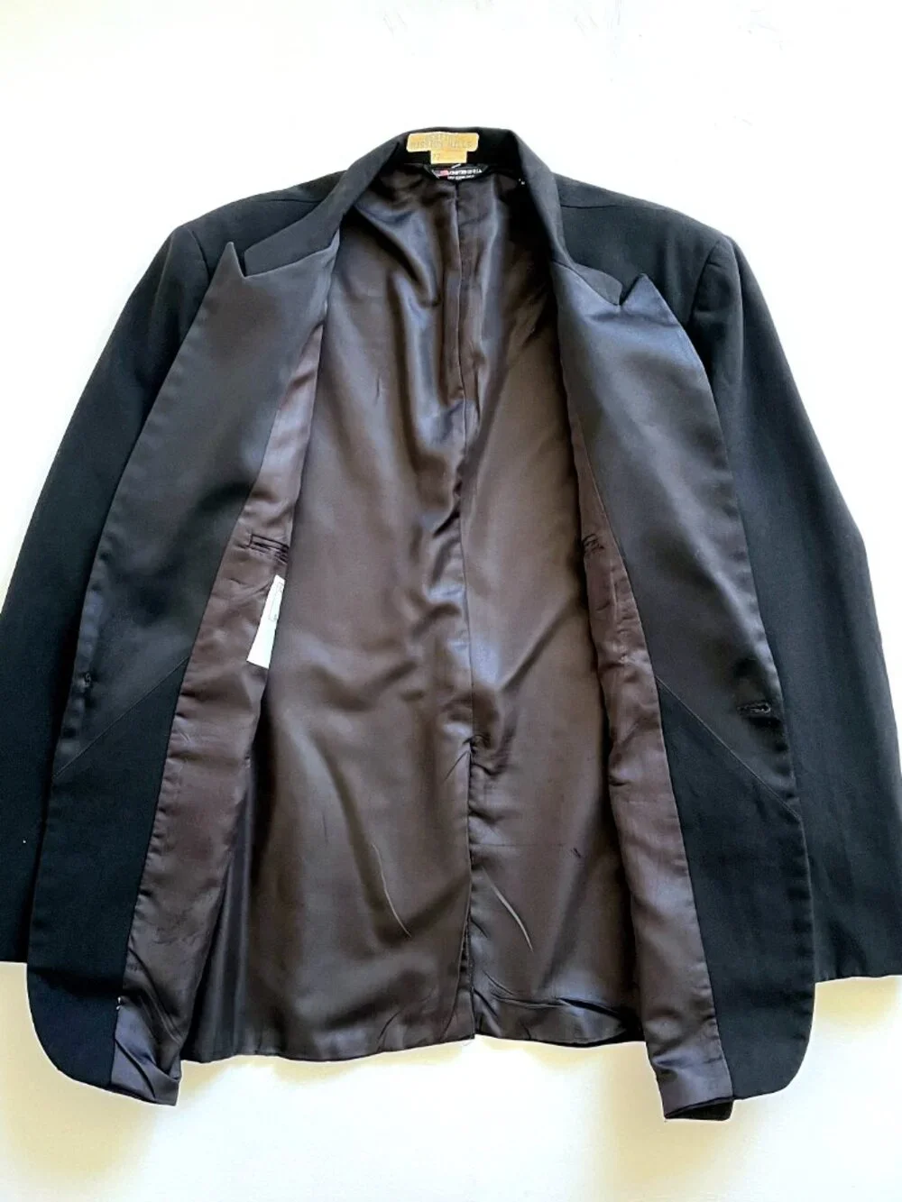 Vintage 80s Robert Wagner Raffinati Black Notched Lapel Tux Tuxedo Jacket 44R